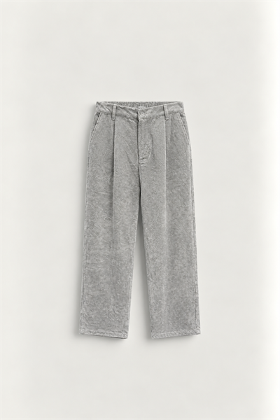 Erkek Baggy Fitilli Kadife Pantolon Gri