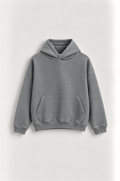Erkek Oversize Kapüşonlu Basic Sweatshirt Lacivert