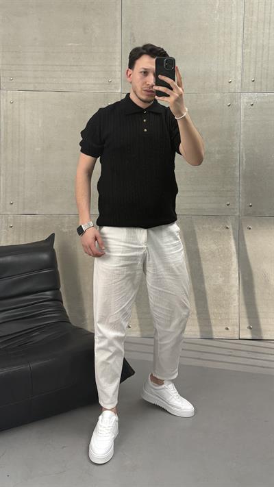 Erkek Regular Fit Polo Yaka T-Shirt Siyah