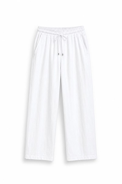 Keten Baggy Pantolon Beyaz