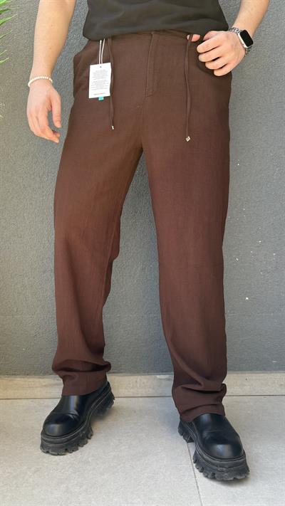 Keten Baggy Pantolon Kahverengi