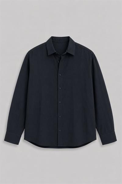 Oversize Tensel Kumaş Gömlek Siyah