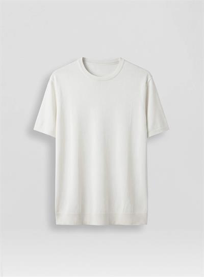 Oversize Triko Bisiklet Yaka Basic T-Shirt Ekru