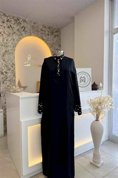 MSSM Yakası İncili Keten Astarlı Elbise