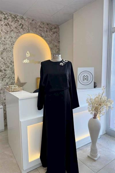 MSSM Yakası Taşlı Jakar Elbise