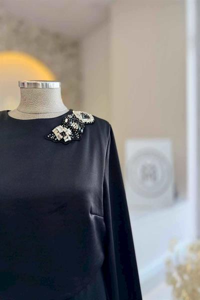 MSSM Yakası Taşlı Jakar Elbise