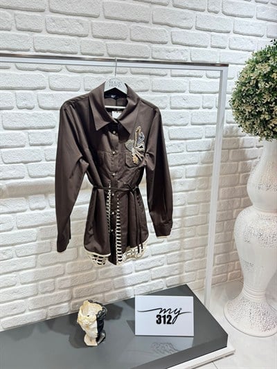 My312 Cebi Taşlı Fileli Gömlek 