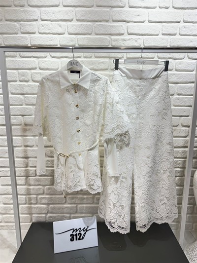 My312 Dantelli Kemerli Takım