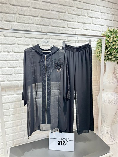 My312 Kapşonlu Şifonlu Takım