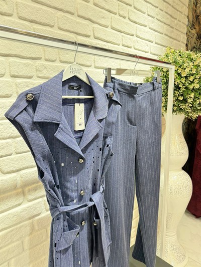 My312 Lazer Yakmalı Yelekli Takım 