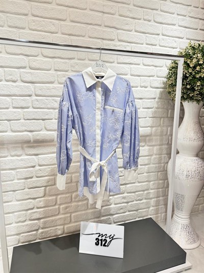 My312 Nakışlı Cepli Gömlek