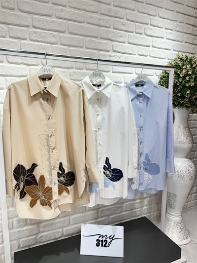 My312 Nakışlı Taşlı Gömlek