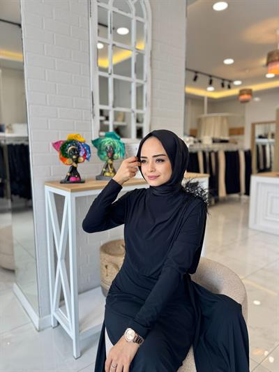 My312 Omzu Aksesuarlı Elbise 