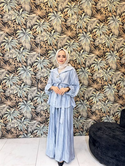 My312 Önü Aksesauarlı Keten Takım