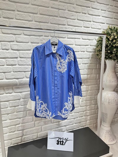 My312 Önü Nakışlı Taşlı Gömlek