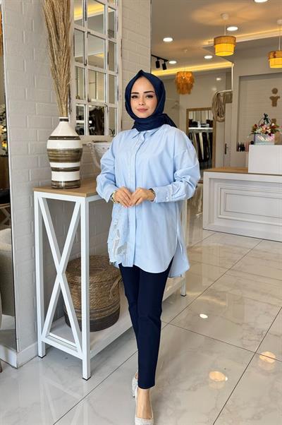 My312 Önü Nakışlı Taşlı Tunik