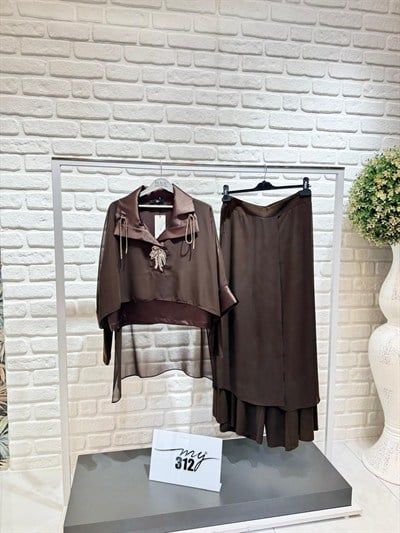 My312 Önü Taşlı Şifonlu Takım