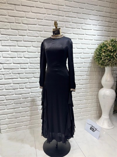 My312 Yanları Şifonlu Elbise