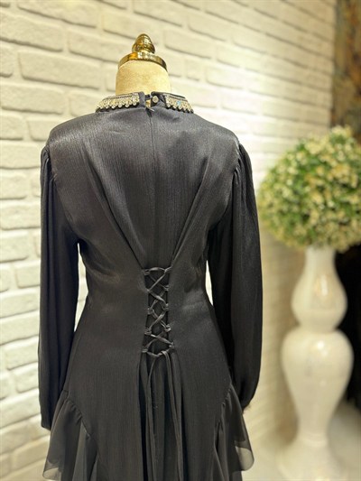 My312 Yanları Şifonlu Elbise