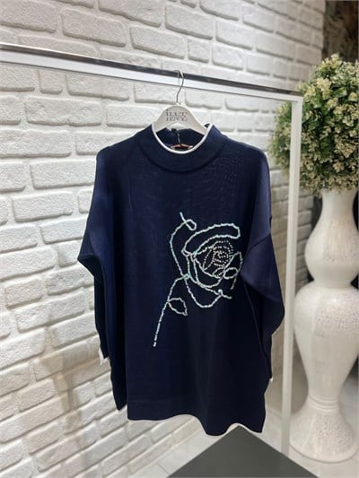 Nprive Boncuk İşlemeli Triko Tunik 