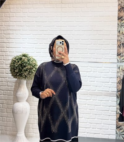 Nprive Taş Detaylı Triko Tunik 