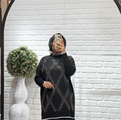 Nprive Taş Detaylı Triko Tunik 