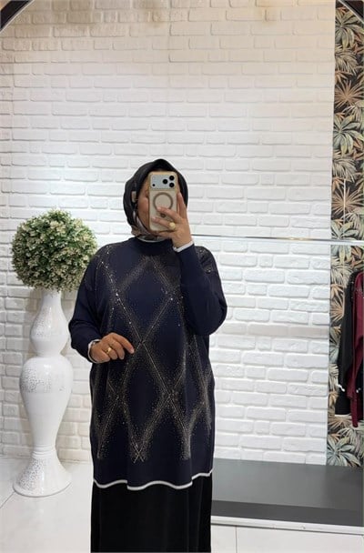 Nprive Taş Detaylı Triko Tunik 