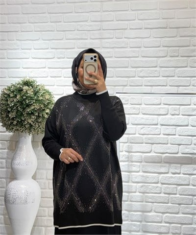 Nprive Taş Detaylı Triko Tunik 