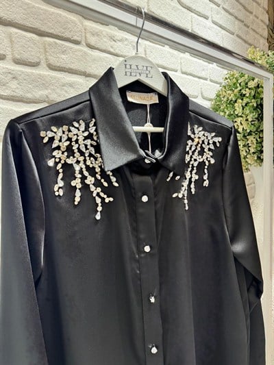 Selin Ada Yakası Taşlı Tunik