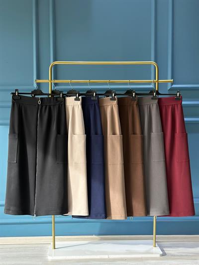 Sentez Cep Detaylı Fermuarlı Etek