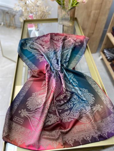 Siyane Etnik Desen Şal