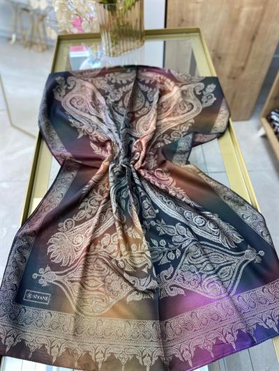 Siyane Etnik Desen Şal