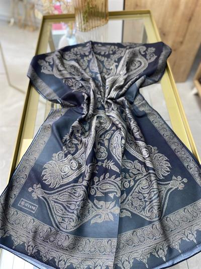 Siyane Etnik Desen Şal