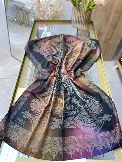 Siyane Etnik Desen Şal