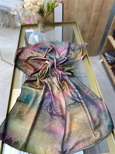 Siyane Etnik Desen Şal