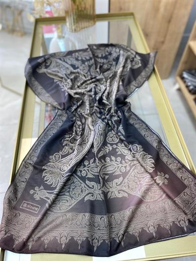 Siyane Etnik Desen Şal