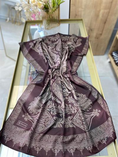 Siyane Etnik Desen Şal