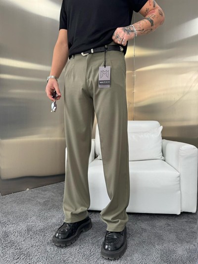 Baggy Kumaş Pantolon Haki Yeşili