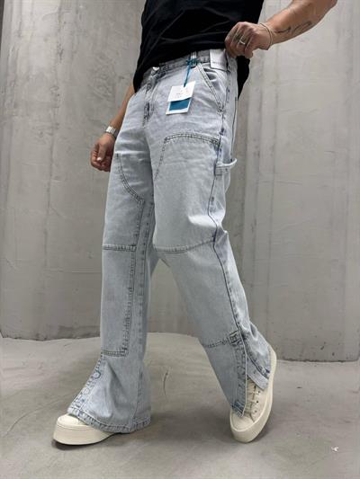 Baggy Paça Detay Buz Mavi