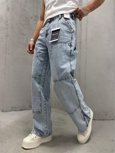 Baggy Paça Fermuar Buz Mavi