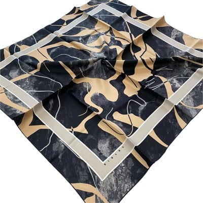 Sisley Twill Saf İpek Eşarp Füme Karışık Desen 2031 