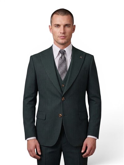 Sartorial | Zümrüt Yeşili Çizgili Takım Elbise