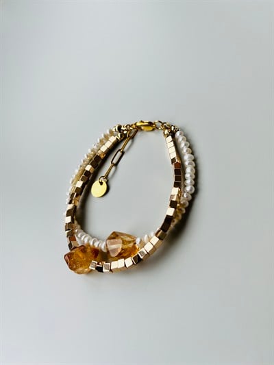 GOLDEN GLOW - SİTRİN, İNCİ, HEMATİT BİLEKLİK