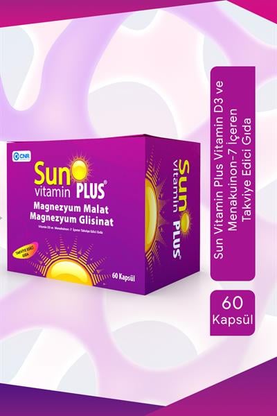  Sun Vitamin Plus Vitamin D3 ve Menakuinon-7 İçeren Takviye Edici Gıda 60 Kapsül
