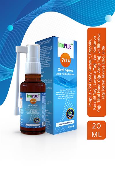 İmuplus 7/24 Sprey Karadut, Propolis, Karanfil Yağı, Lavanta Yağı, Sarı Kantaron Yağı, Tıbbi Nane Yağı, Ardıç Yağı ve Biberiye Yağı İçeren Takviye Edici Gıda