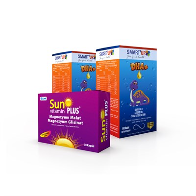 smart Up omega 60 kapsül (2'li) + Sun Vitamin Plus 30 Kapsül 