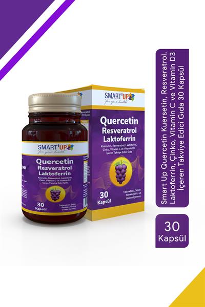 Smart Up Quercetin Kuersetin, Resveratrol, Laktoferrin, Çinko, Vitamin C ve Vitamin D3 İçeren Takviye Edici Gıda 30 Kapsül