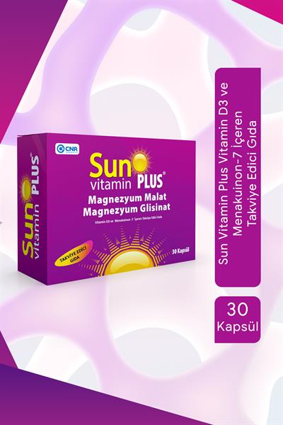 Sun Vitamin Plus Vitamin D3 ve Menakuinon-7 İçeren Takviye Edici Gıda 30 Kapsül