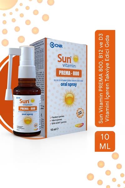 Sun Vitamin PREMA 800, B12 ve D3 Vitamini İçeren Takviye Edici Gıda 10 Ml