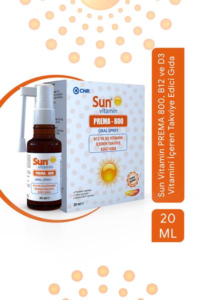 Sun Vitamin PREMA 800, B12 ve D3 Vitamini İçeren Takviye Edici Gıda 20 ml